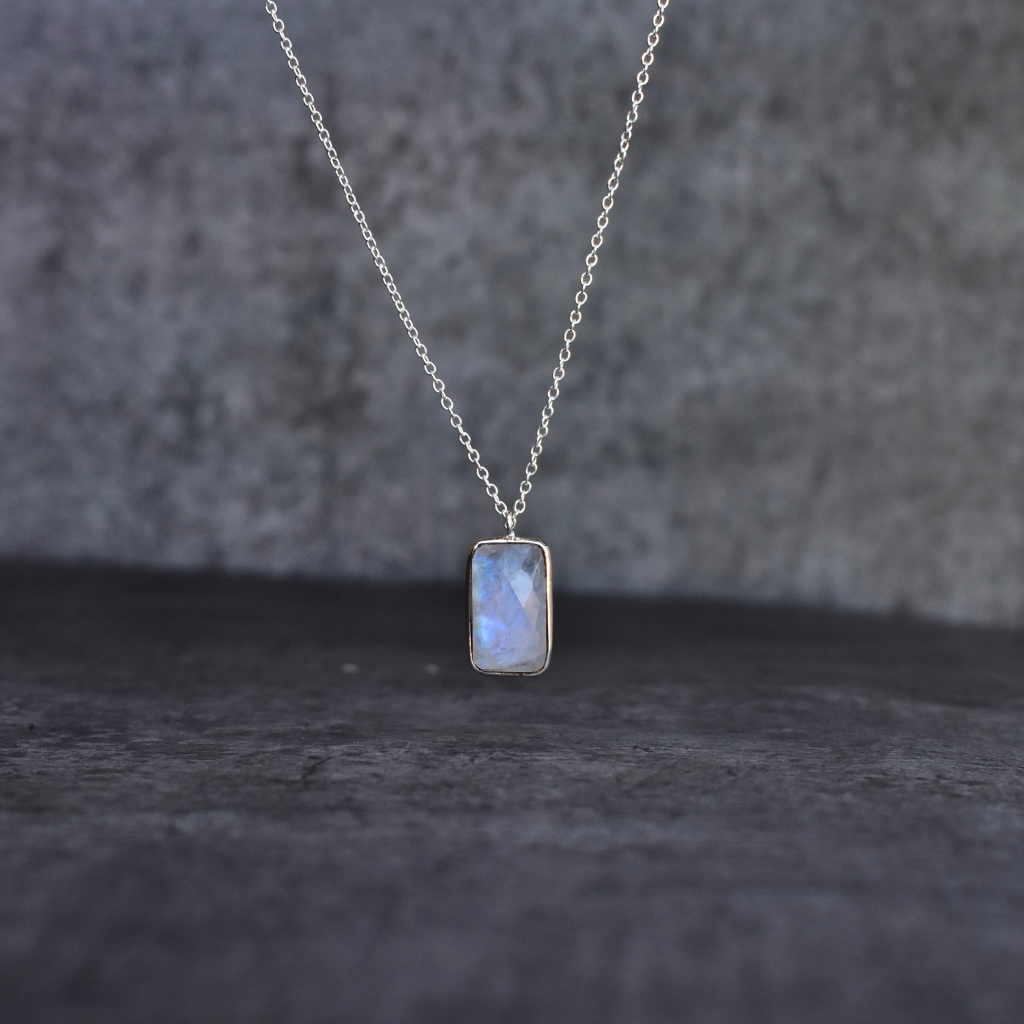 Rectangular Strength - Moonstone Necklace -