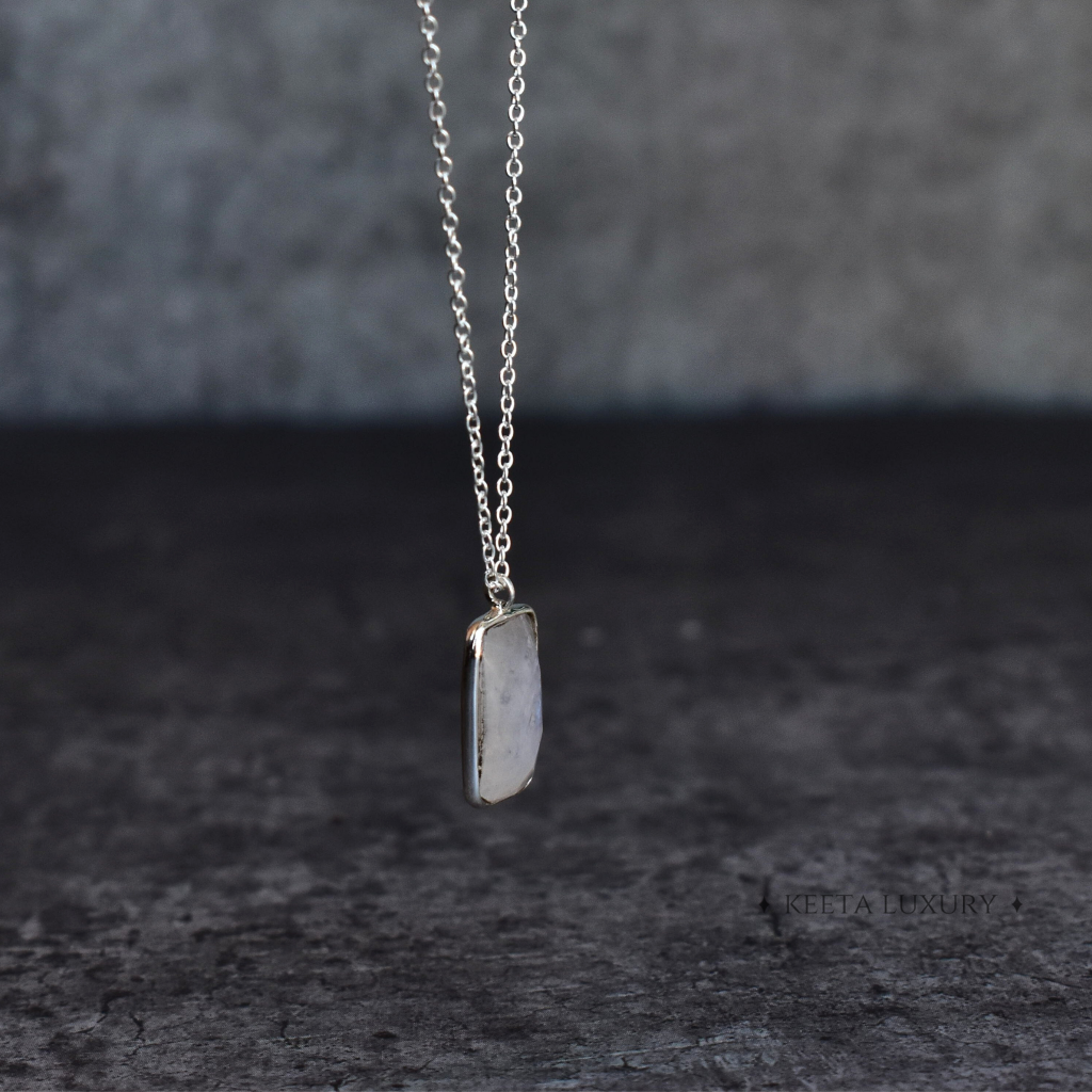 Rectangular Strength - Moonstone Necklace -