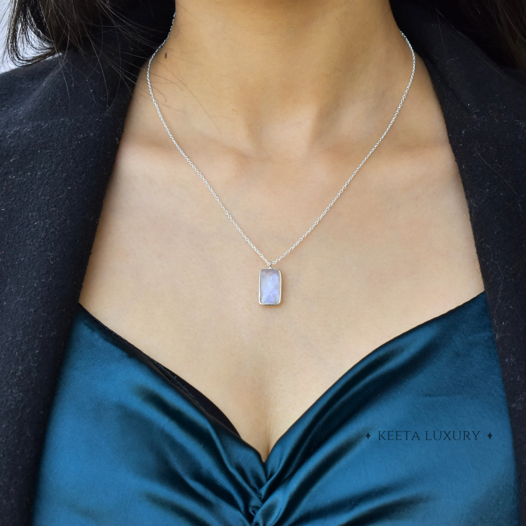 Rectangular Strength - Moonstone Necklace -