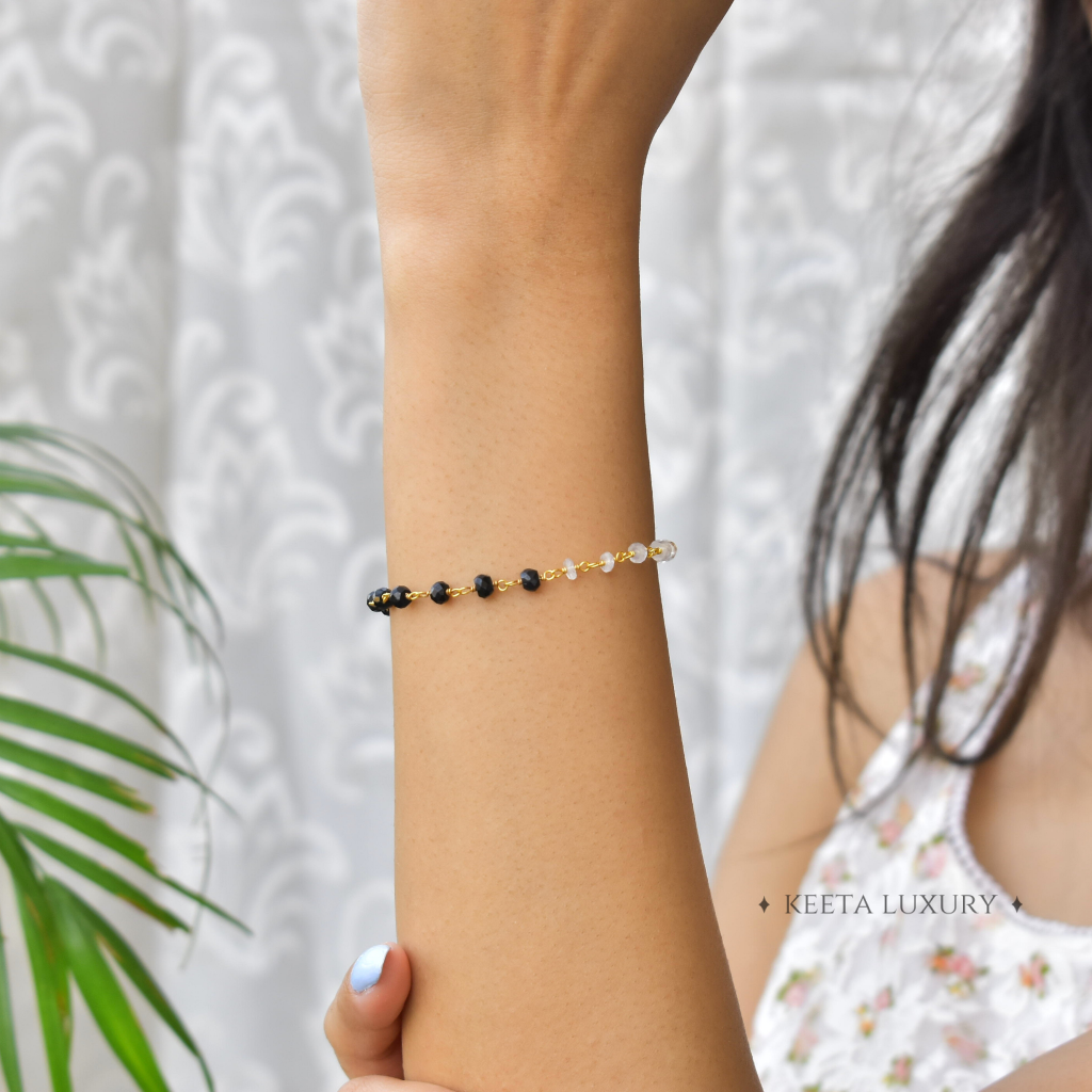 Rise And Shine - Black Onyx and Moonstone Bracelets -