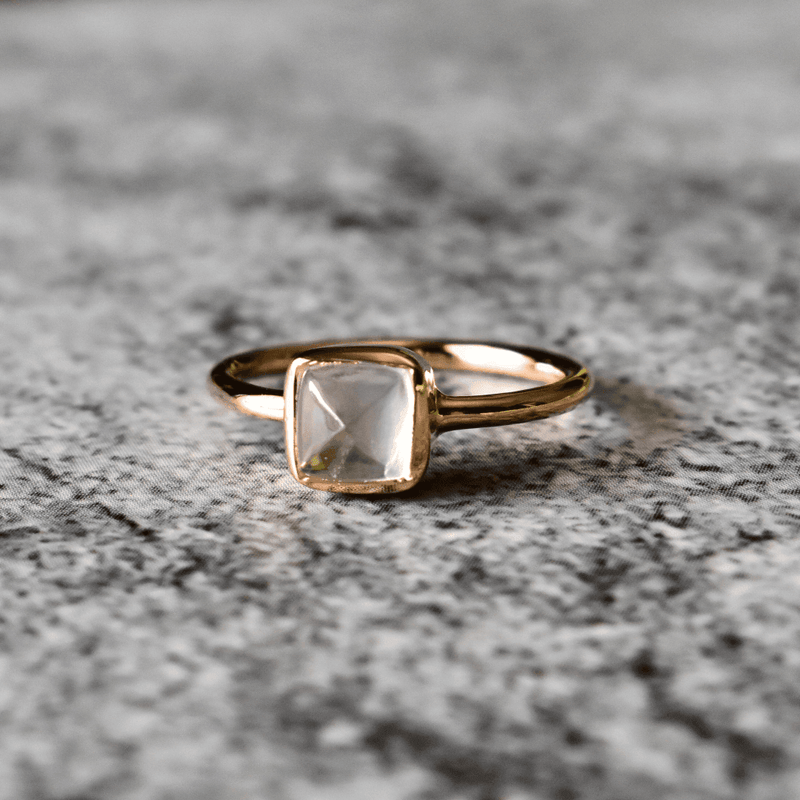 Romantic Square- Rose Quartz Ring
