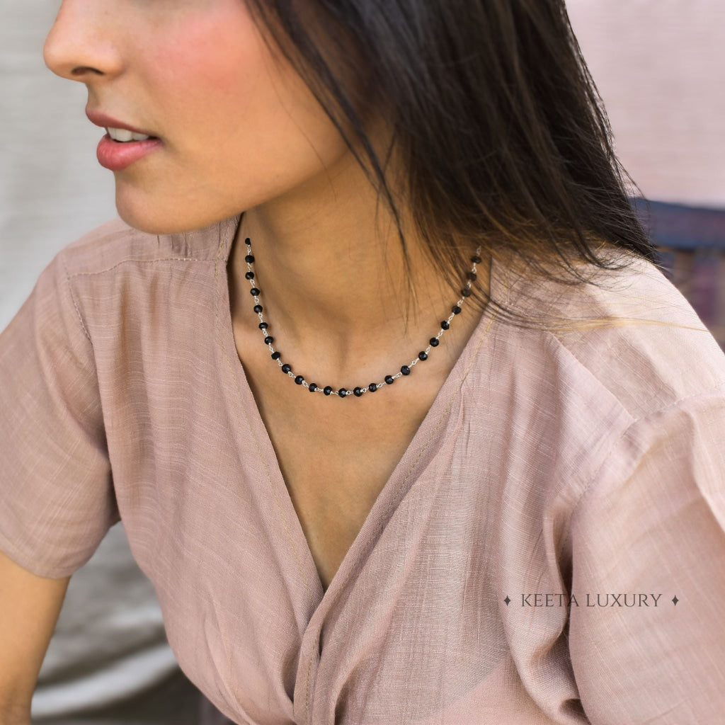 Rosary Charm - Black Onyx Necklace Necklace