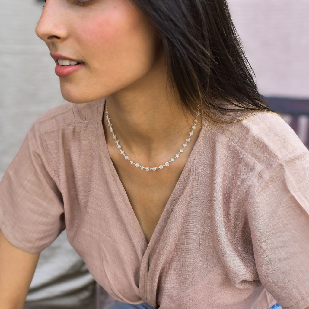 Rosary Charm - Moonstone Necklace Necklace