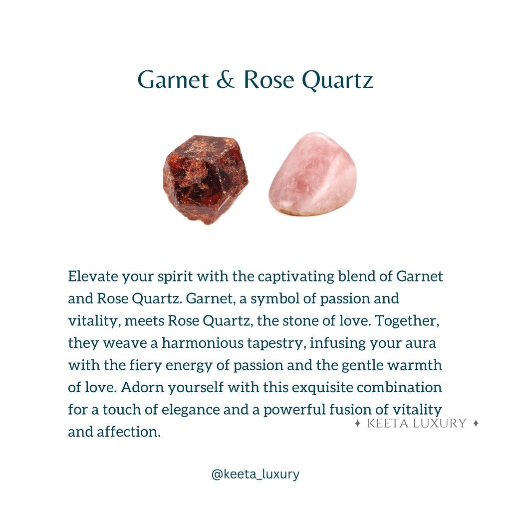 Rose Red Cocktail - Rose quartz & Garnet Bracelets -