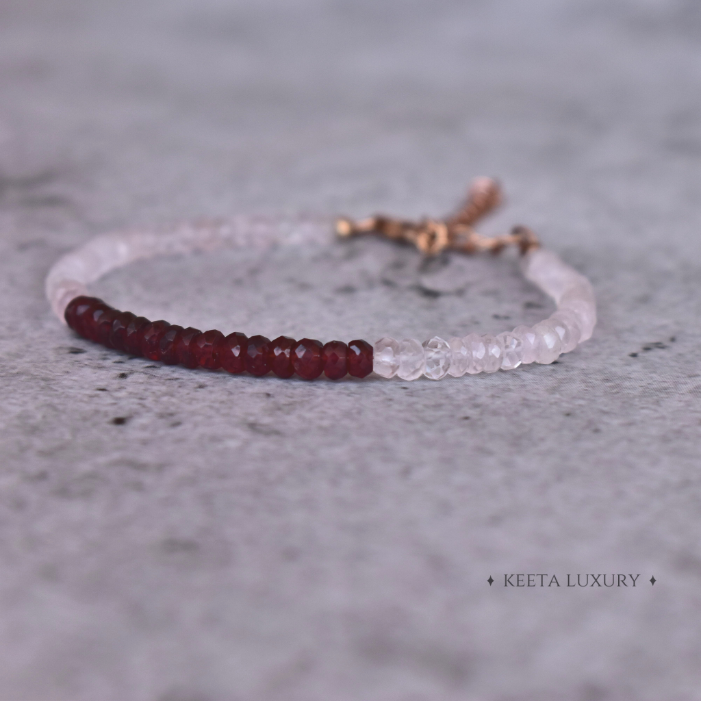 Rose Red Cocktail - Rose quartz & Garnet Bracelets -