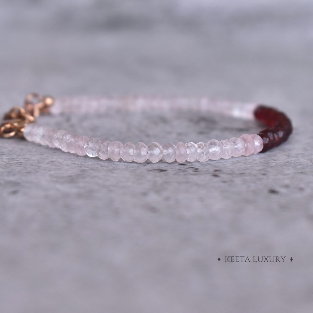 Rose Red Cocktail - Rose quartz & Garnet Bracelets -