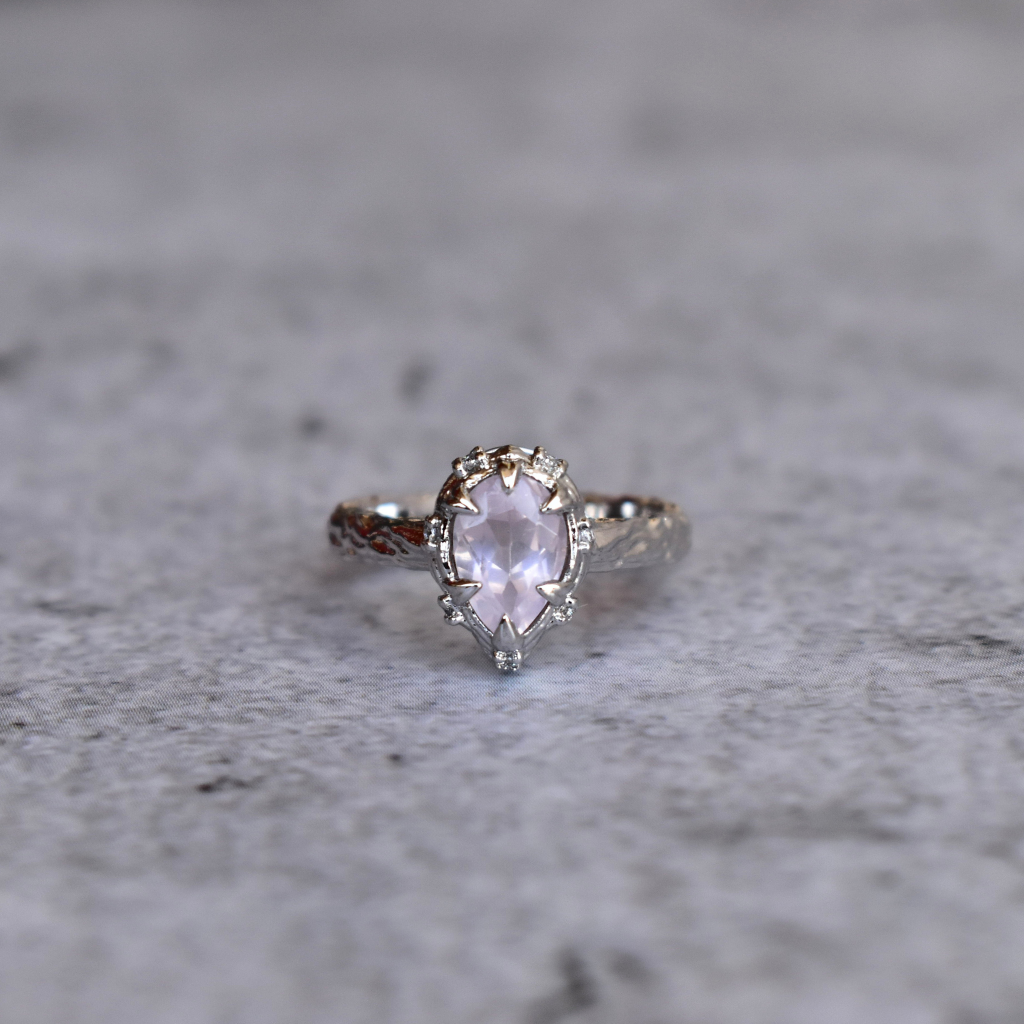 Rustic Charm - Rose Quartz Ring -