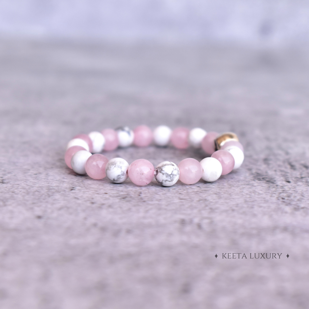 Sacred Spiral - Rose Quartz & Howlite Bracelets -