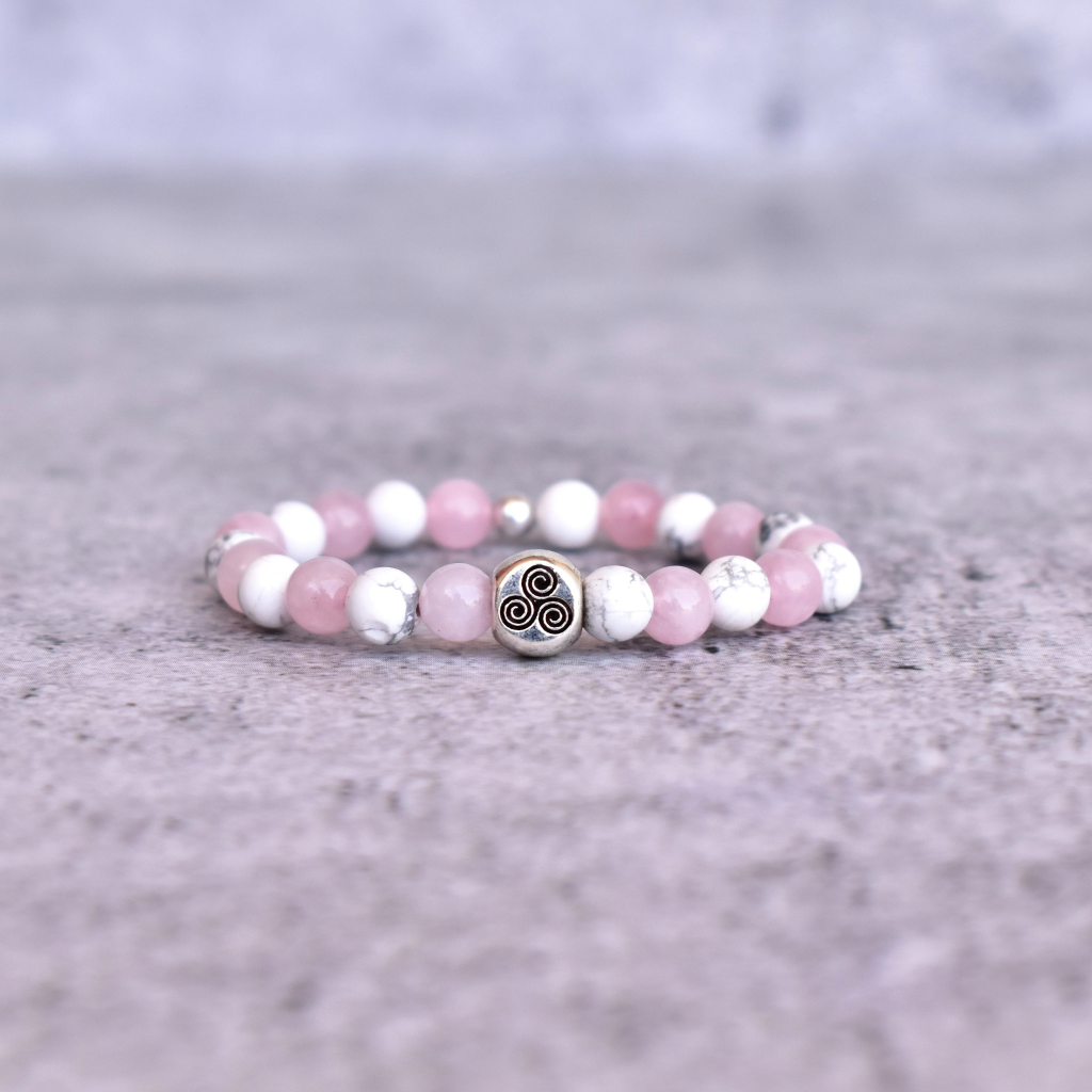 Sacred Spiral - Rose Quartz & Howlite Bracelets -