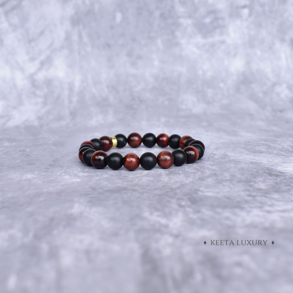 Scarlet Elegance - Red Tiger’s Eye & Black Onyx Bracelets Bracelets