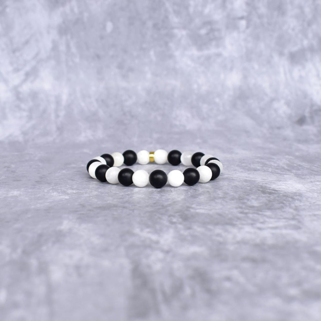 Selenite Essence - & Black Onyx Bracelet Bracelets
