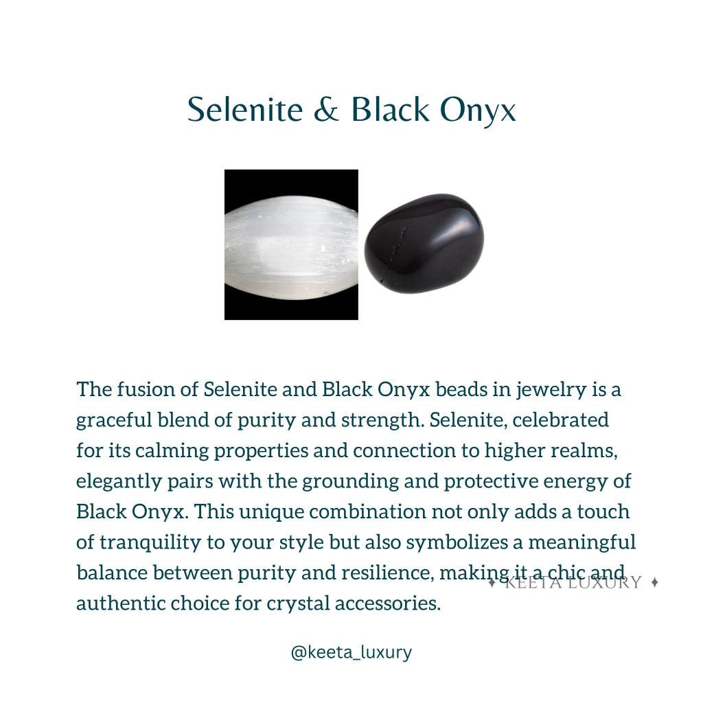 Selenite Essence - Selenite & Black Onyx Bracelet -