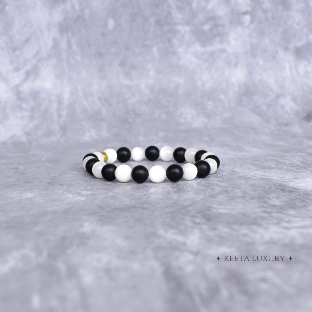 Selenite Essence - & Black Onyx Bracelet Bracelets