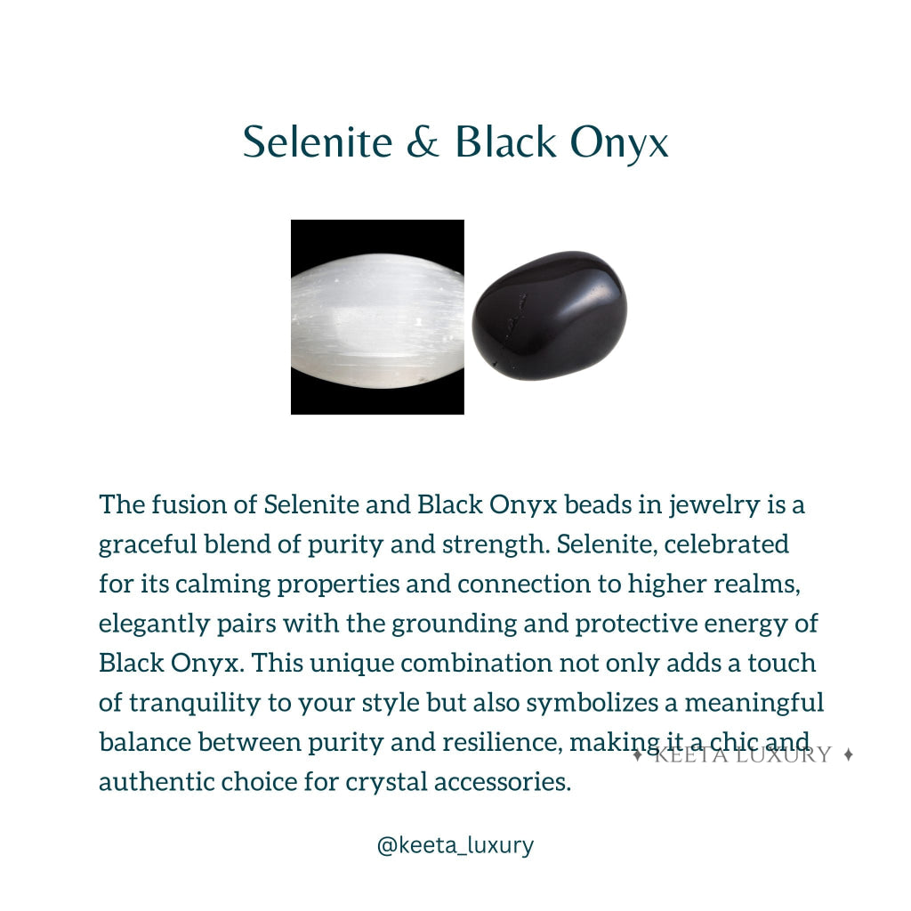 Selenite Essence - Selenite & Black Onyx Bracelet -