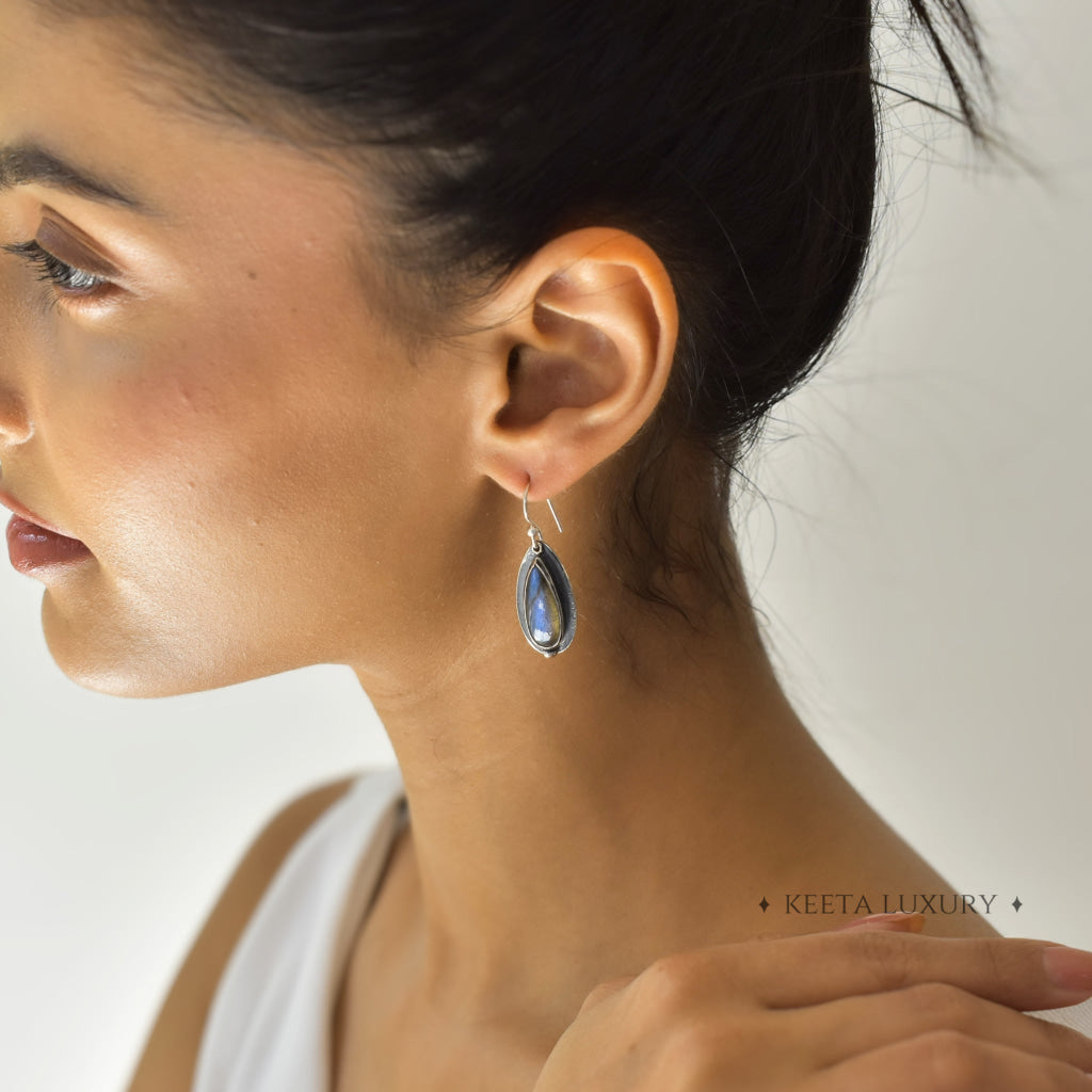 Shadowed Pears - Labradorite Earrings Earrings