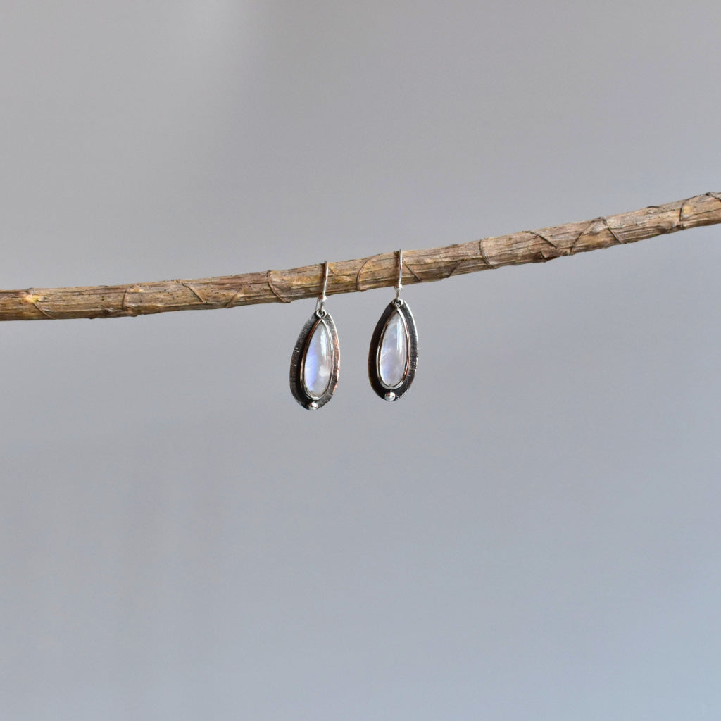 Shadowed Pears - Moonstone Earrings Earrings