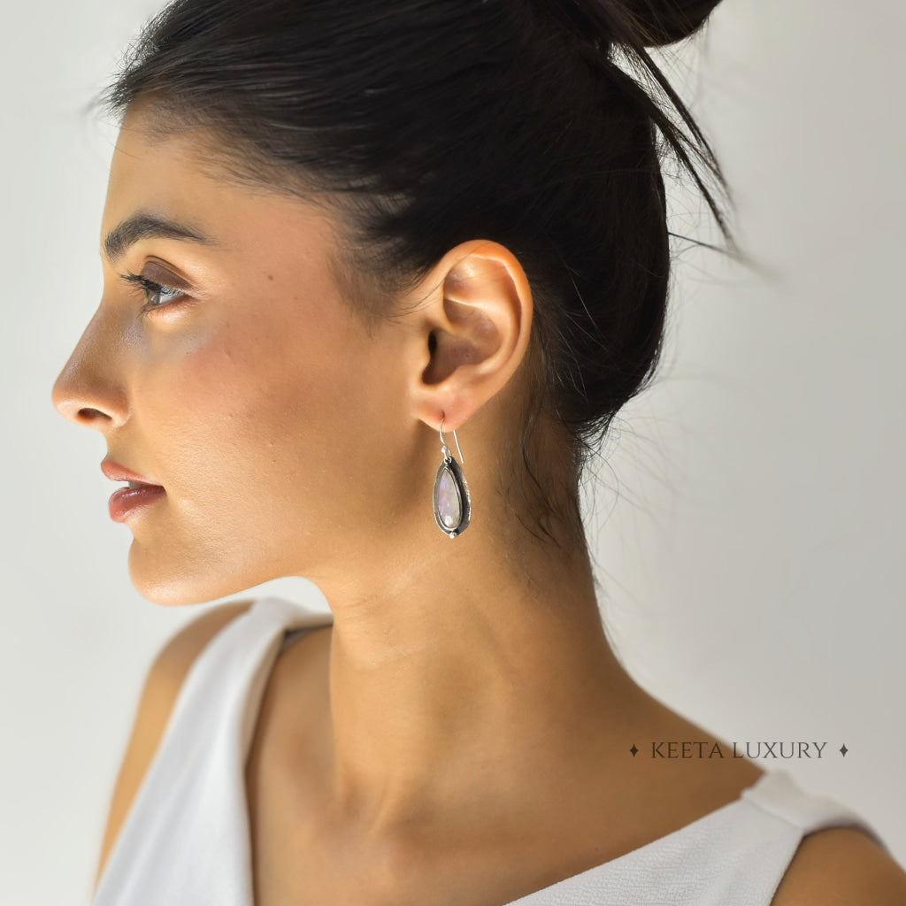 Shadowed Pears - Moonstone Earrings Earrings