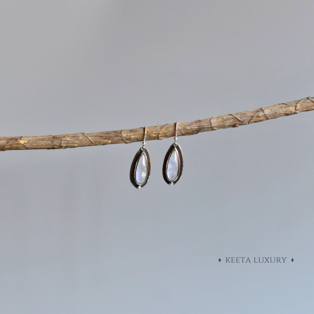 Shadowed Pears - Moonstone Earrings Earrings
