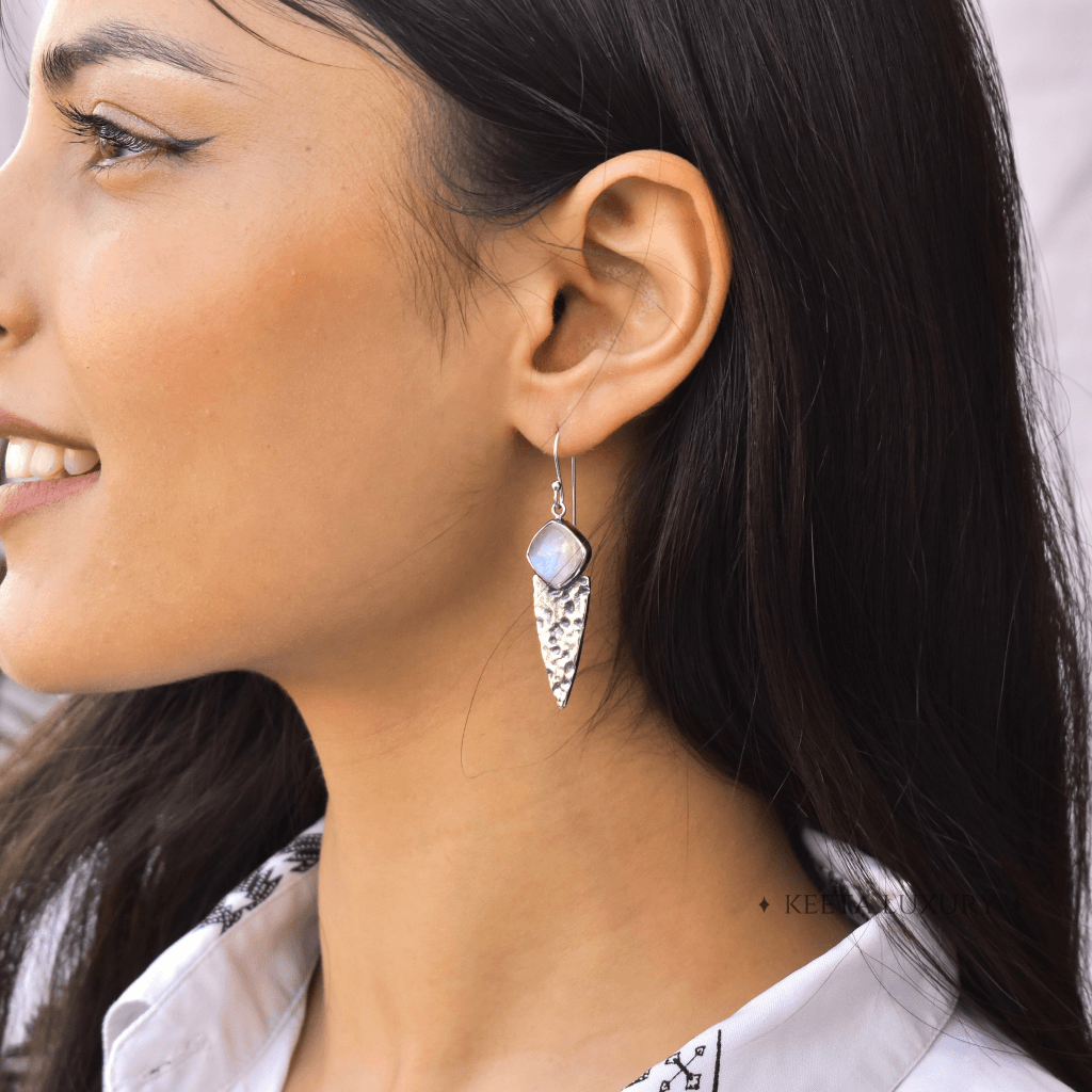 Shield - Moonstone Earrings -
