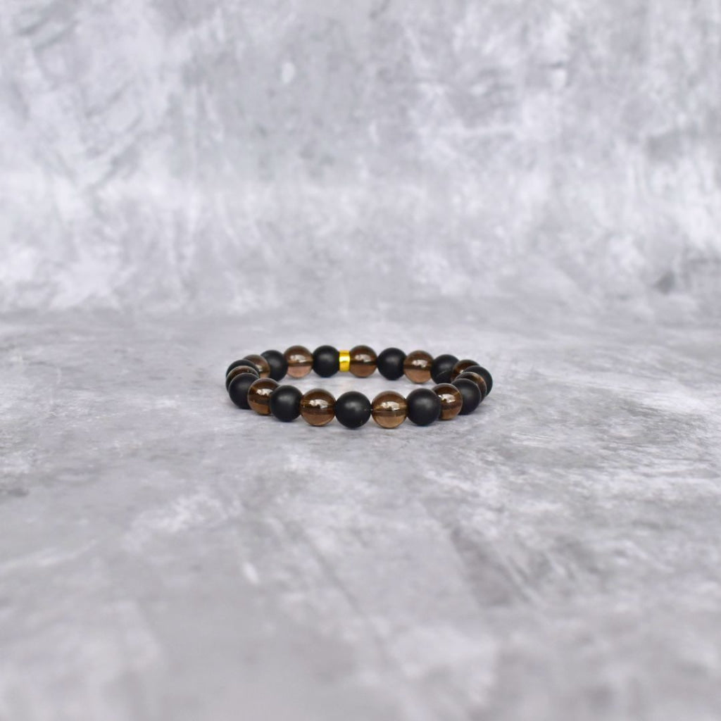 Smoky Shadows Elegance - Quartz & Black Onyx Bracelet Bracelets