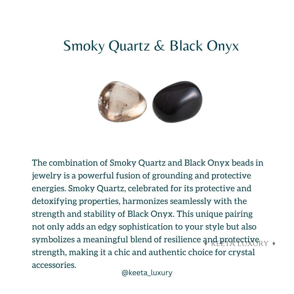 Smoky Shadows Elegance - Smoky Quartz & Black Onyx Bracelet -