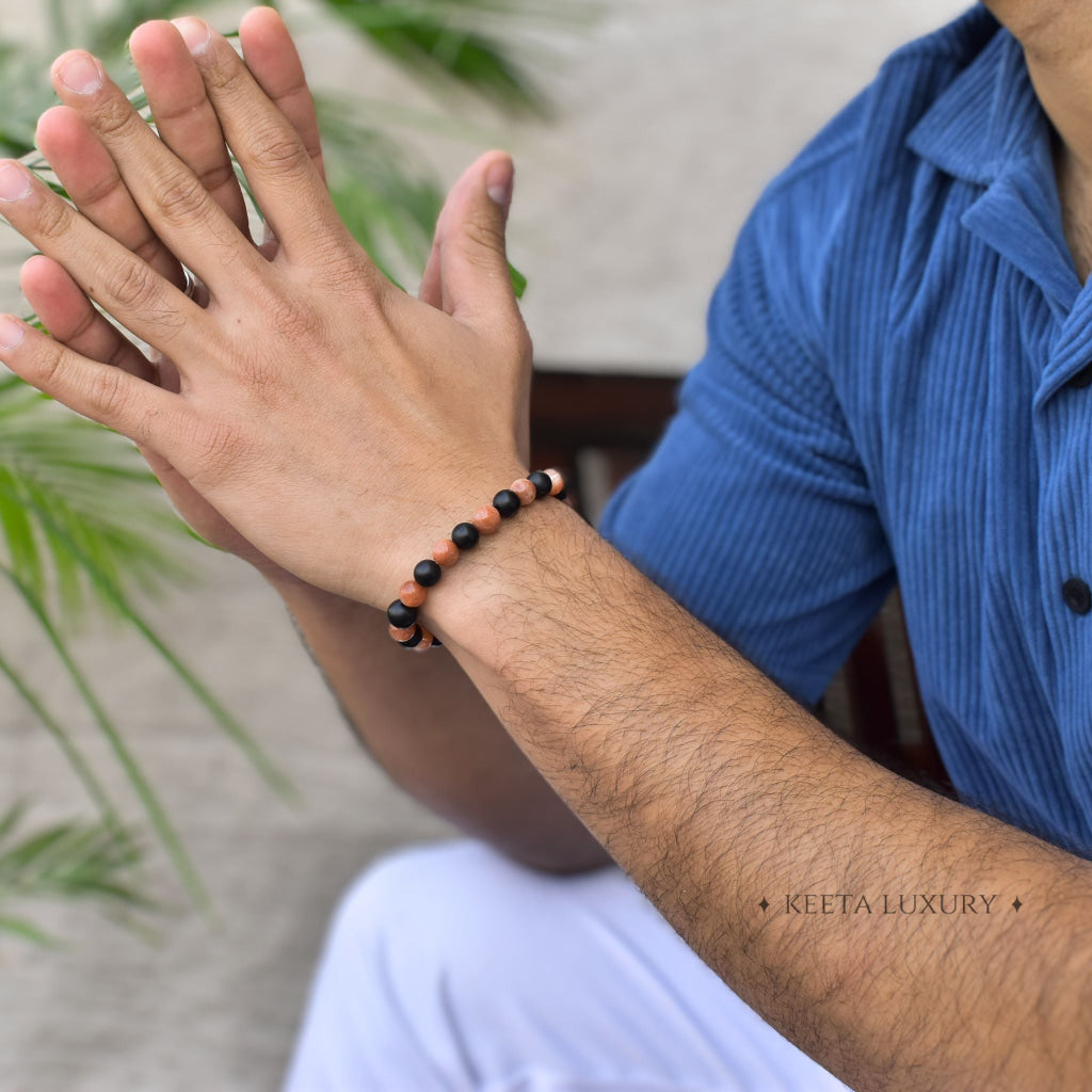 Solar Flare - Sunstone & Black Onyx Bracelet Bracelets