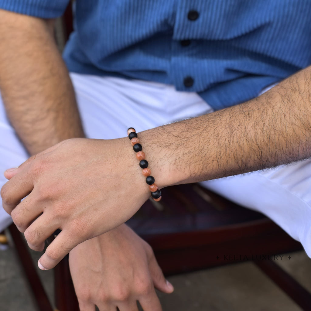 Solar Flare - Sunstone & Black Onyx Bracelet Bracelets