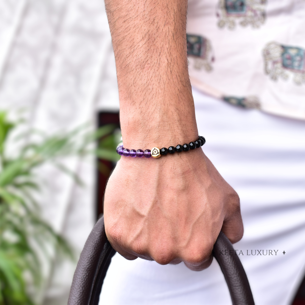 Spiritual Awareness - Amethyst & Black Onyx Bracelets -