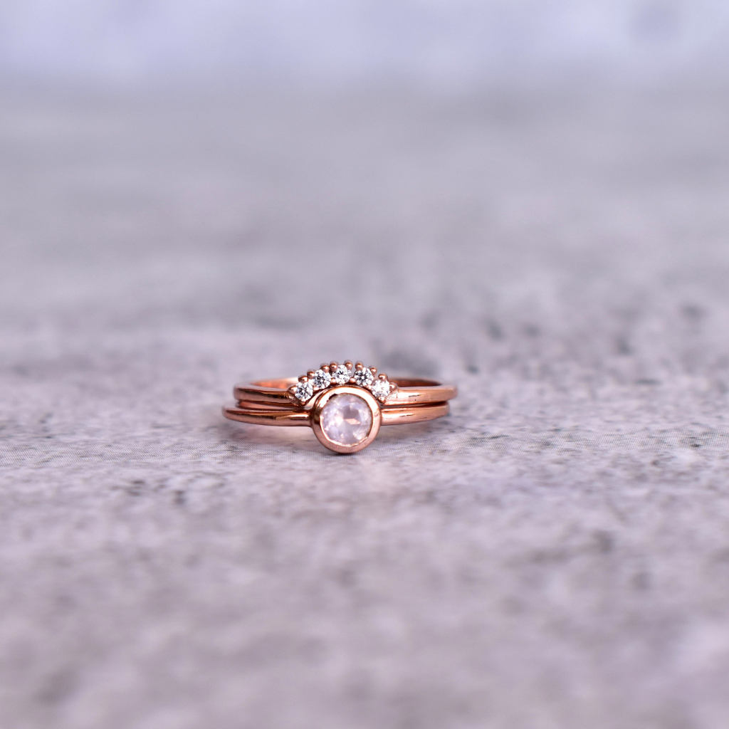 Stacker Delight - Rose Quartz Ring set -