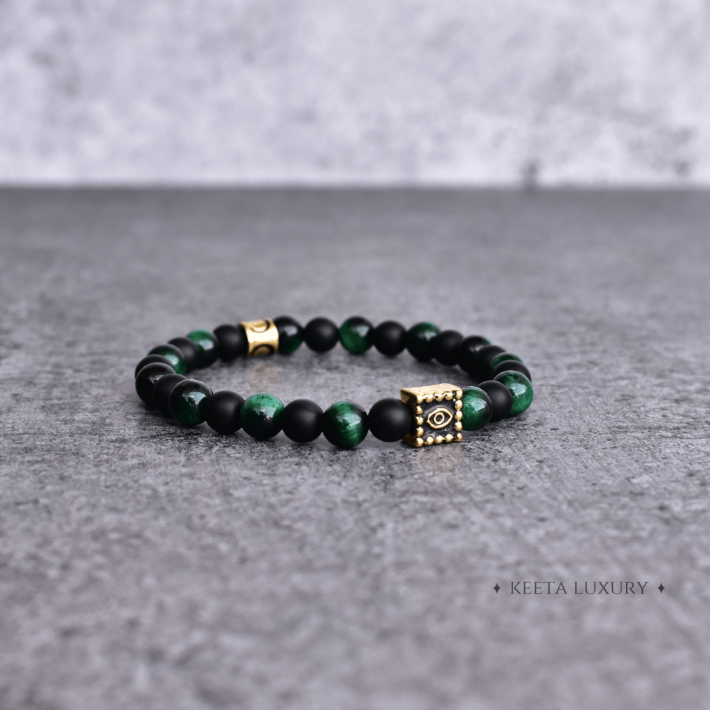 Symbolism Peace - Onyx and Green Tiger Eye Bracelets -