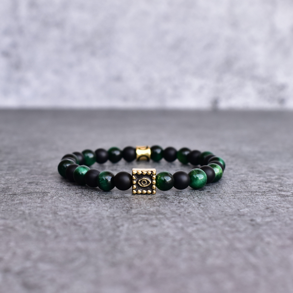 Symbolism Peace - Onyx and Green Tiger Eye Bracelets -