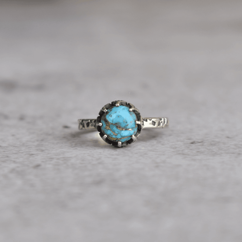 Textured Azure - Copper Turquoise Ring - KEETA LUXURY