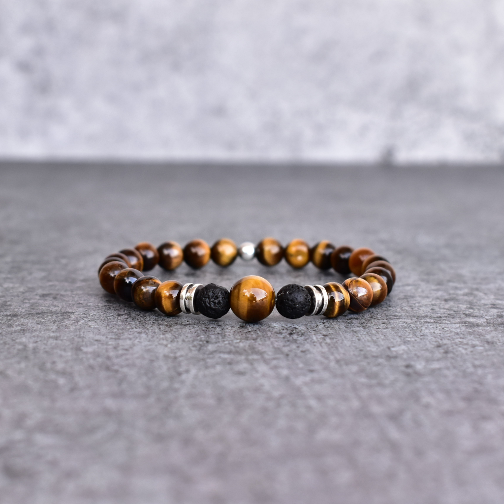 Tiger Being - Tiger Eye and Lava Beads Bracelet -