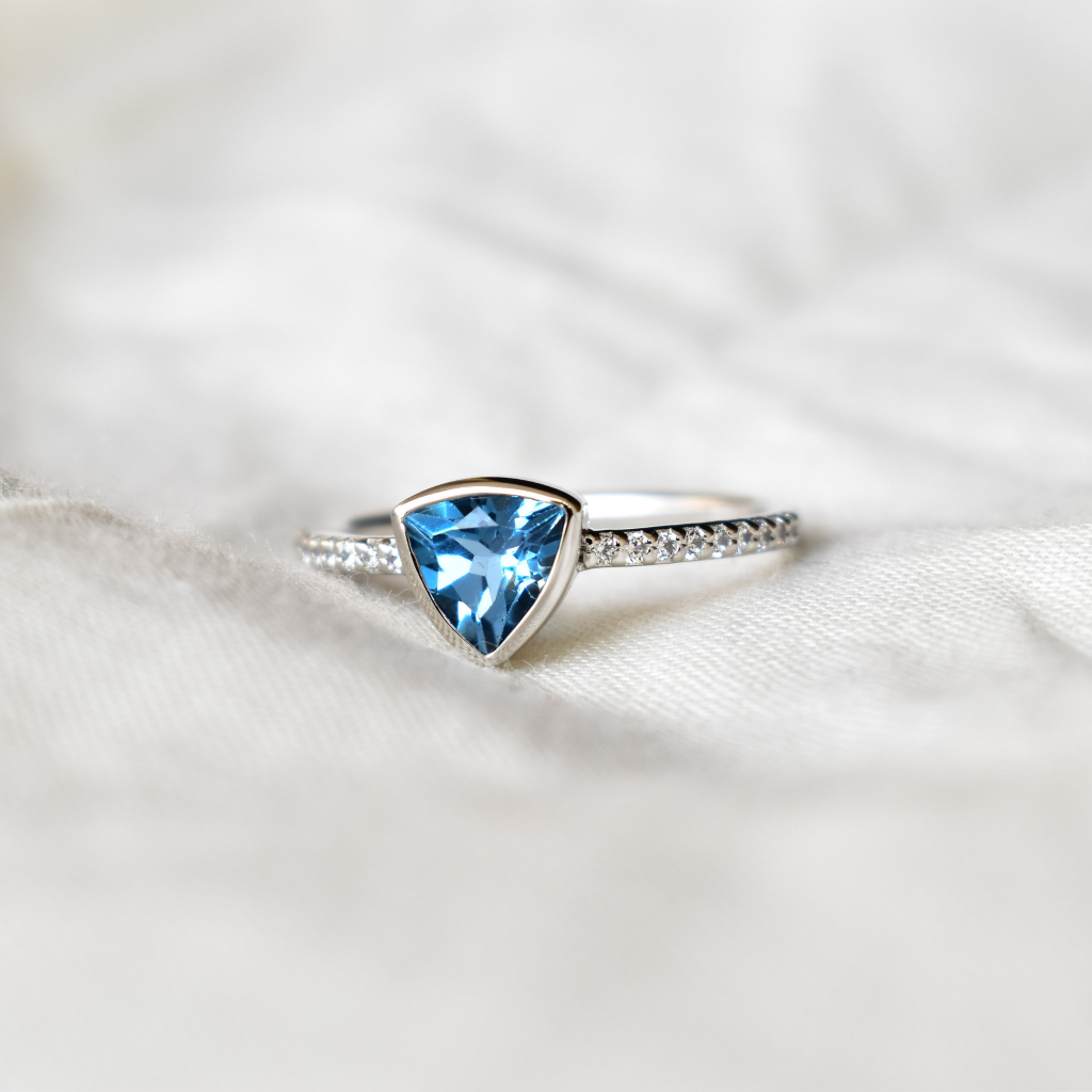 Trillion Tango - Blue Topaz Ring -