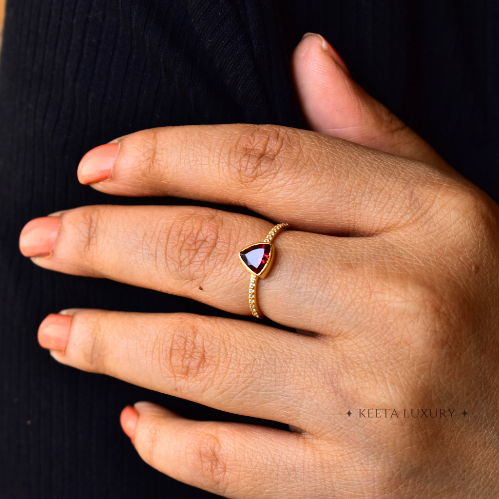 Trillion Tango - Rhodolite Garnet Ring -