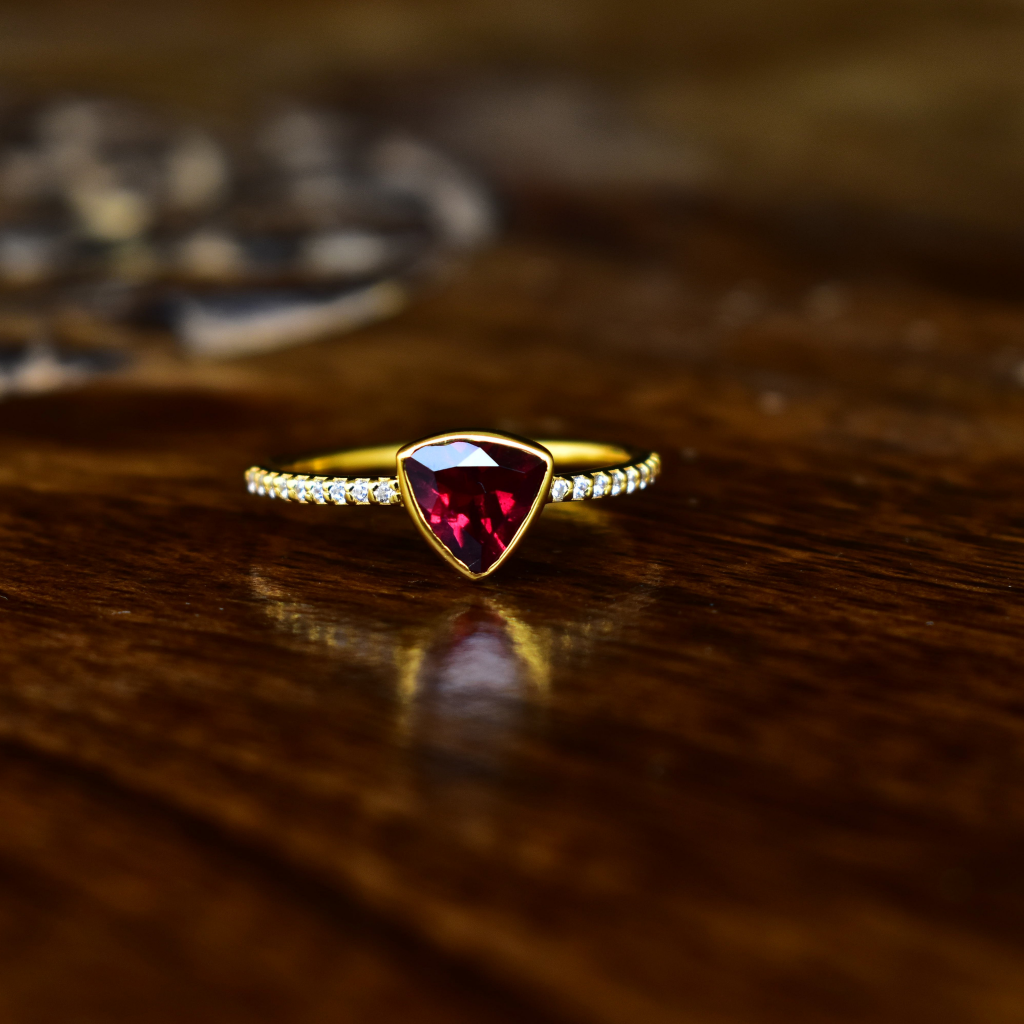 Trillion Tango - Rhodolite Garnet Ring -