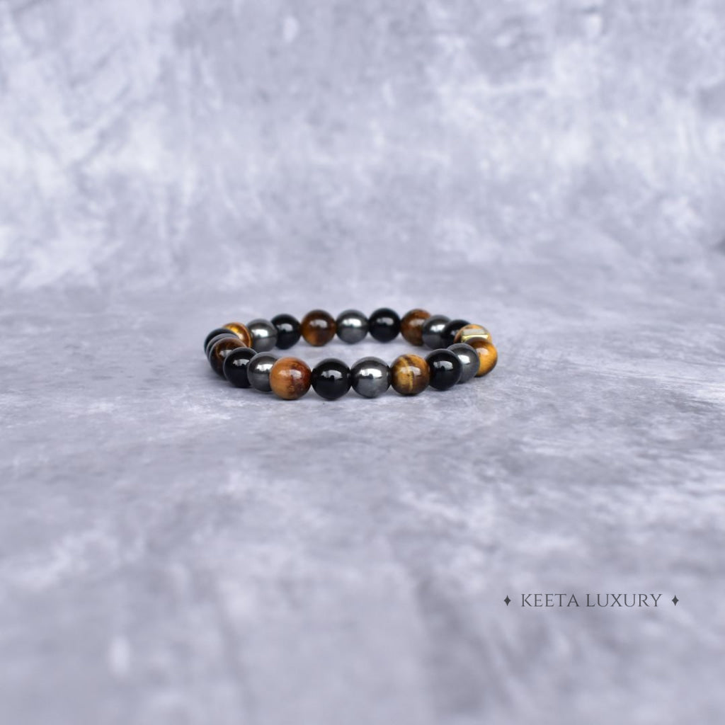 Trio Elegance - Tiger’s Eye Hematite & Black Onyx Bracelet Bracelets