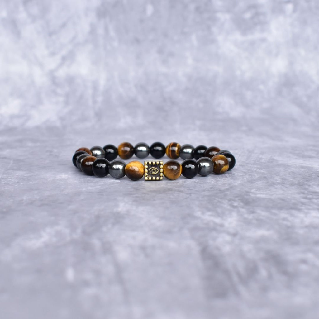 Trio Elegance - Tiger’s Eye Hematite & Black Onyx Bracelet Bracelets