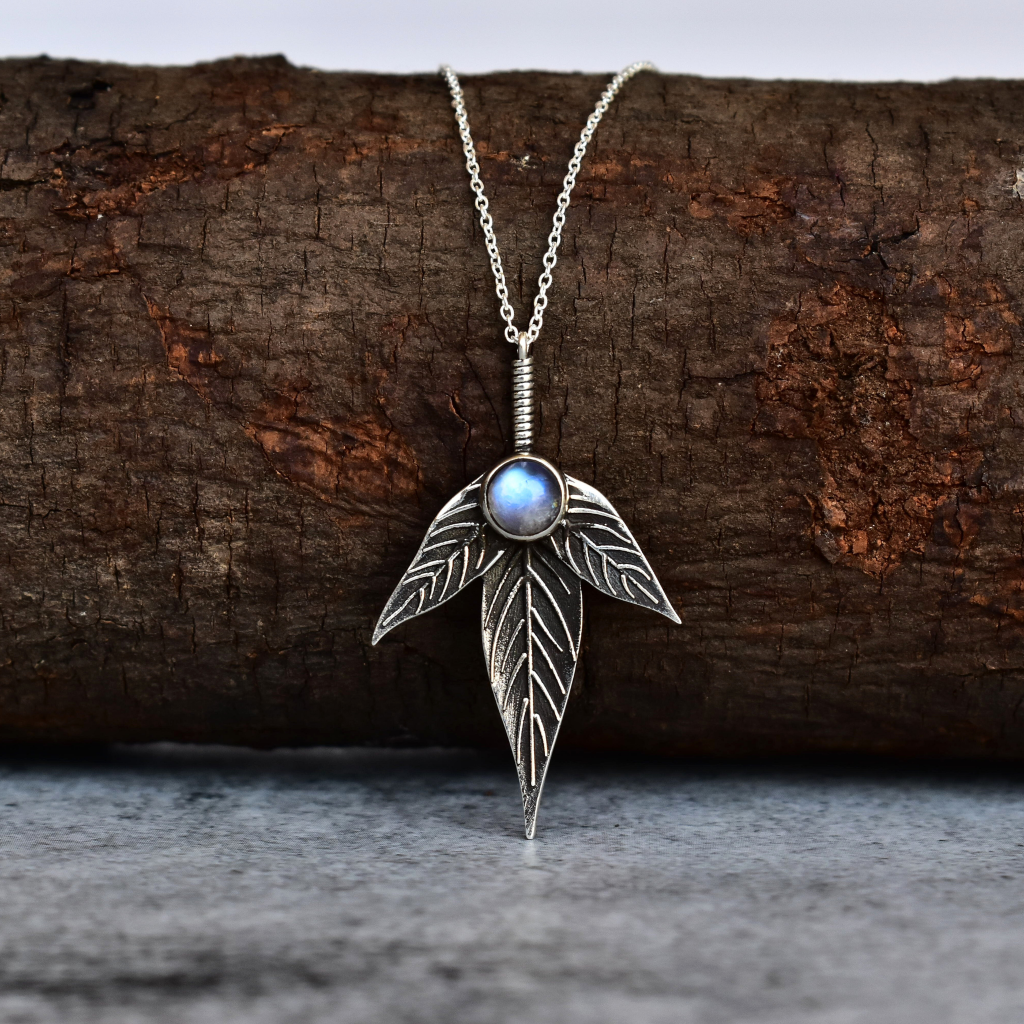 Trio Leaf - Moonstone Necklace -