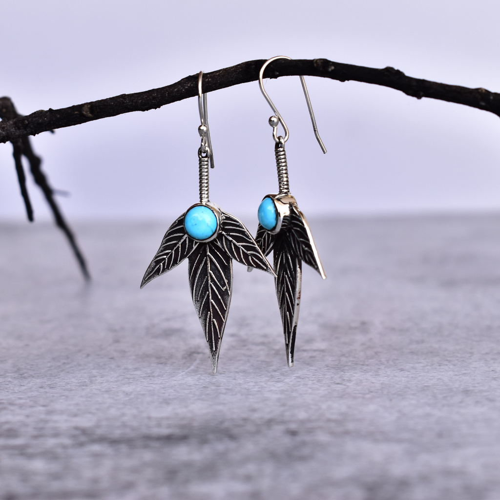 Trio Leaf- Turquoise Dangles -