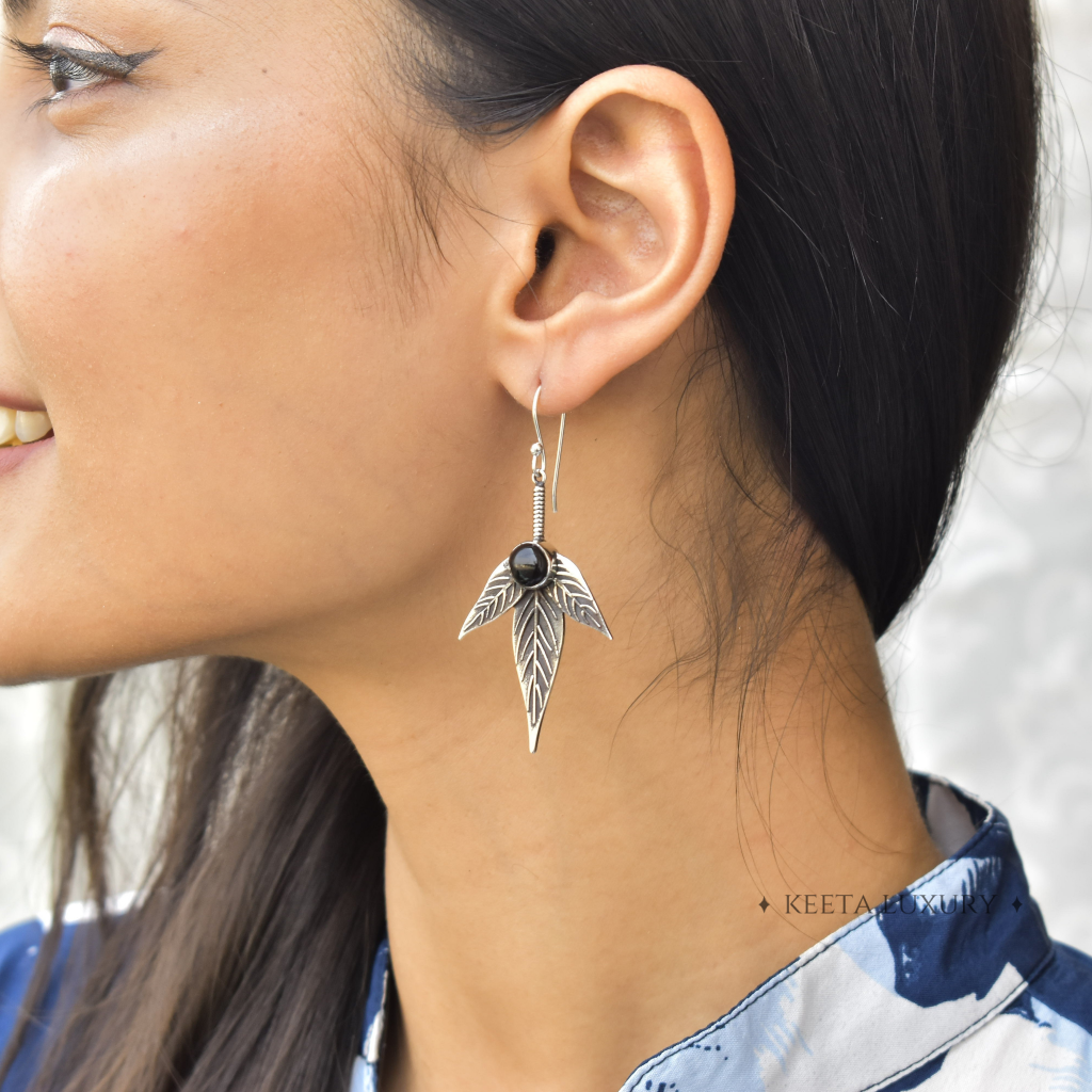 Trio Leafy - Onyx Earrings -
