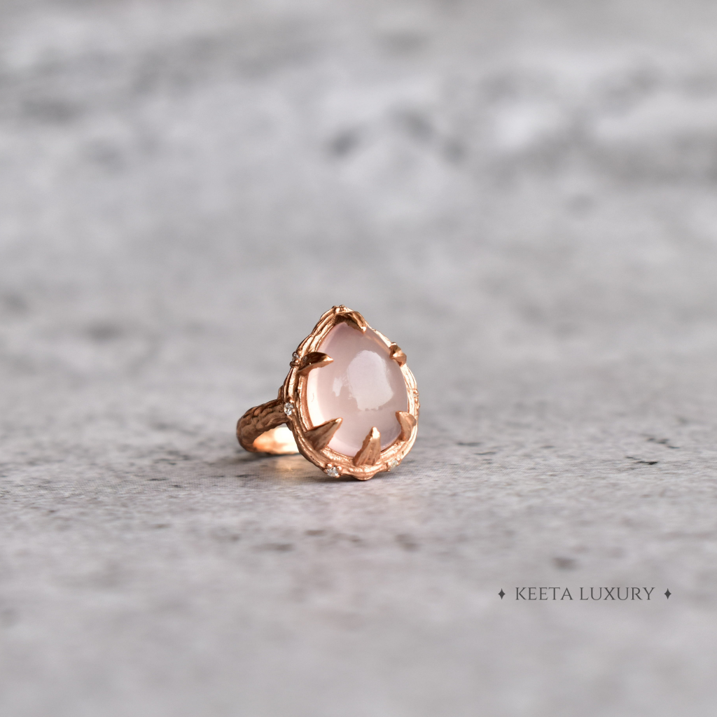 Twiggy Elegance - Rose Quartz Ring -