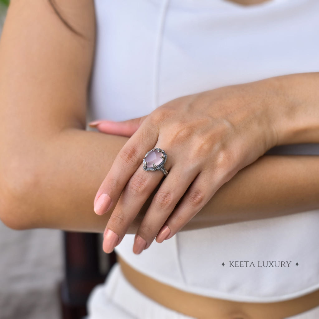 Twiggy Elegance - Rose Quartz Ring Rings