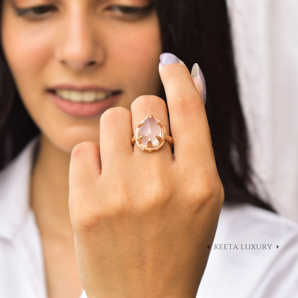 Twiggy Elegance - Rose Quartz Ring -