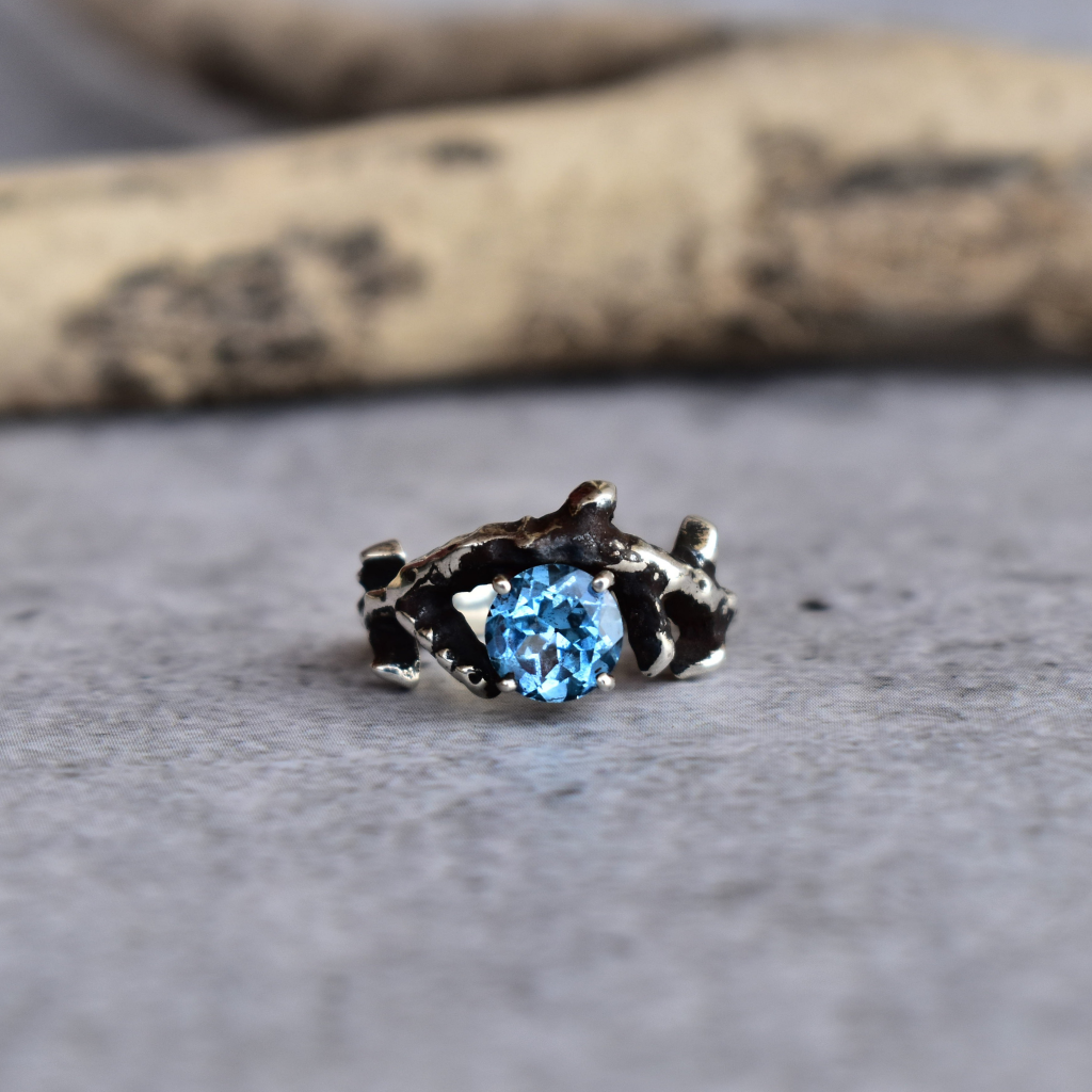 Twilight Twig - Blue Topaz Ring -