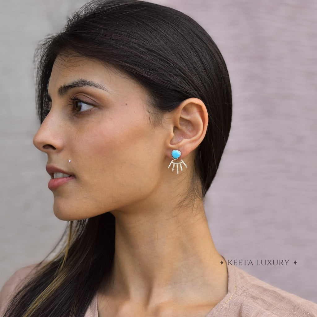 Twinkling - Turquoise Stud Earrings With Stylish Backing