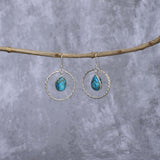 Twisted Pear - Copper Turquoise Hoop Earrings