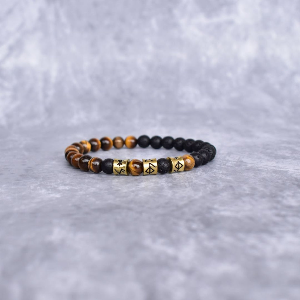 Viking Strength - Tiger Eye & Black Lava Bracelet Bracelets