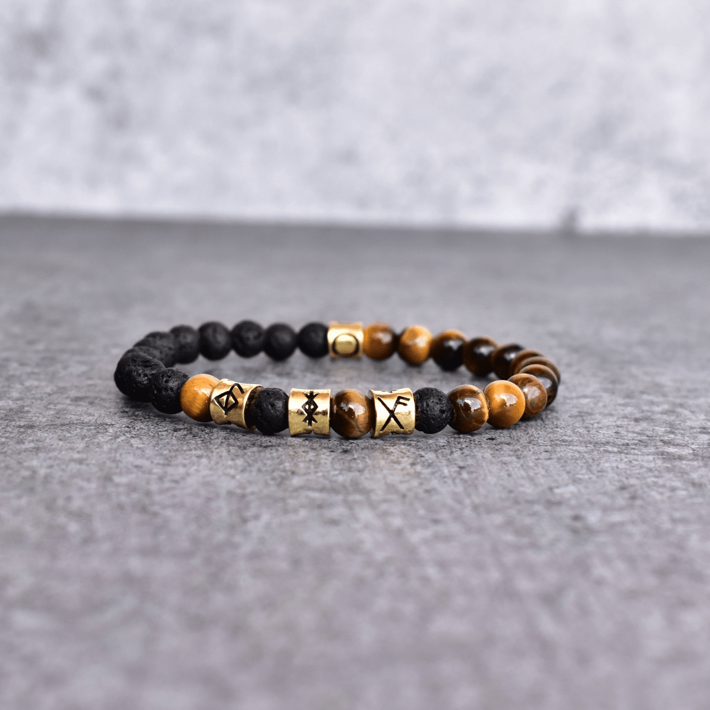 Viking Strength Tiger Eye Black Lava Bracelet