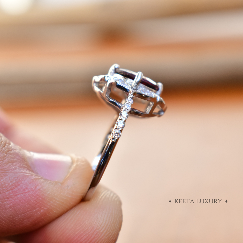 Vintage Floral - Garnet Ring -